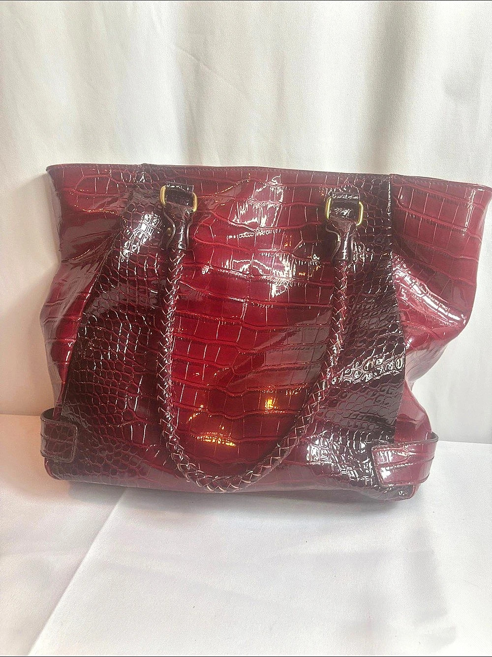 Red Crocodile-Embossed Tote - Picture 2 of 3